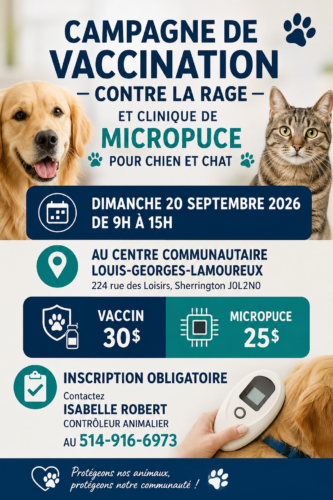 Campagne de vaccination contre la rage et clinique de micropuce pour chien et chat